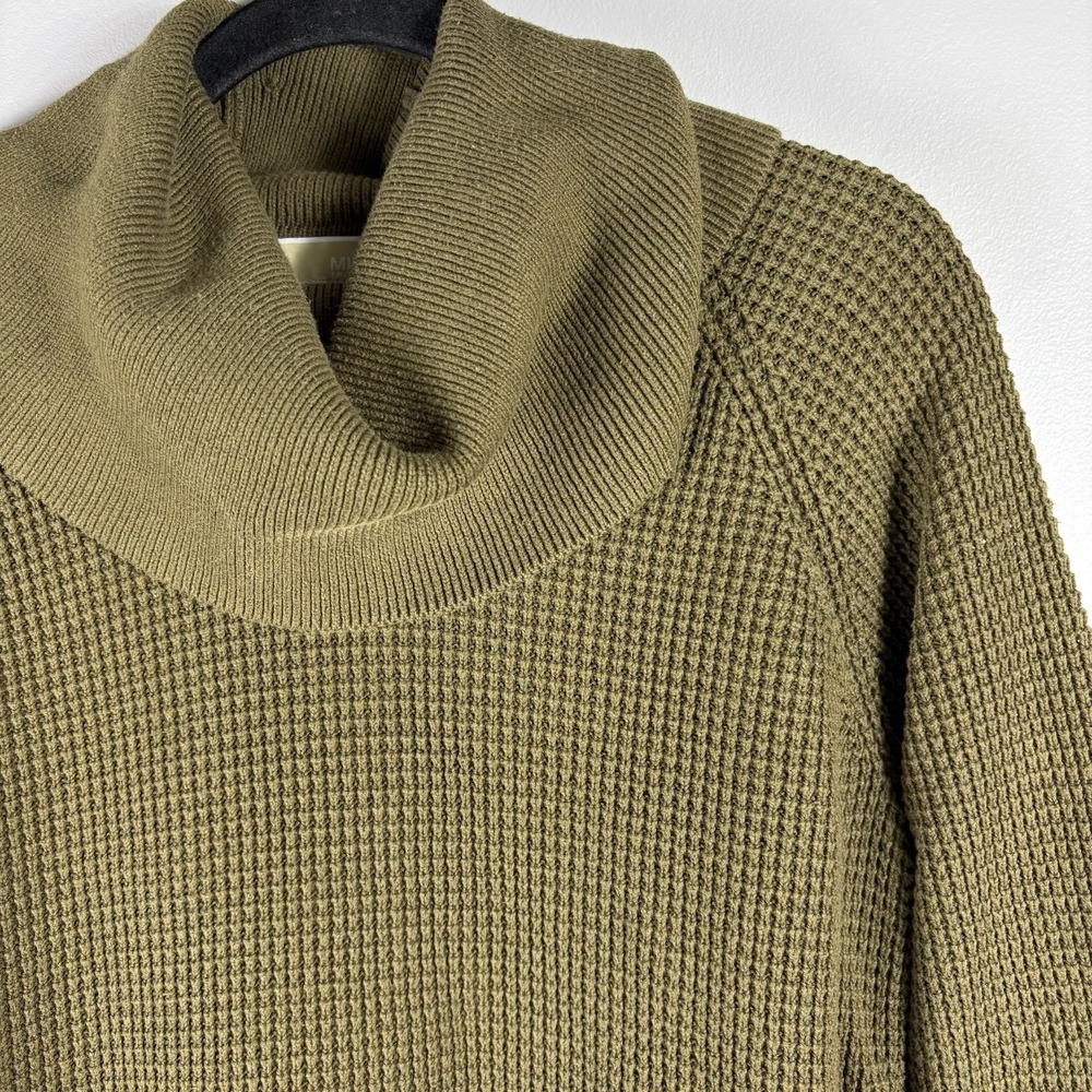 Michael Kors Women's Medium Brown Cowl Neck Waffle Knit Earthy‎ Pullover Sweater